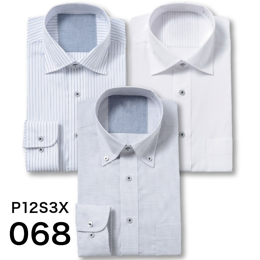 ワイシャツ 長袖 形態安定 メンズ Yシャツ カッターシャツ ドレスシャツ セット ビジネスシャツ ボタンダウン セミワイド 標準 PLATEAU P12S3X003｜plateau-web｜12