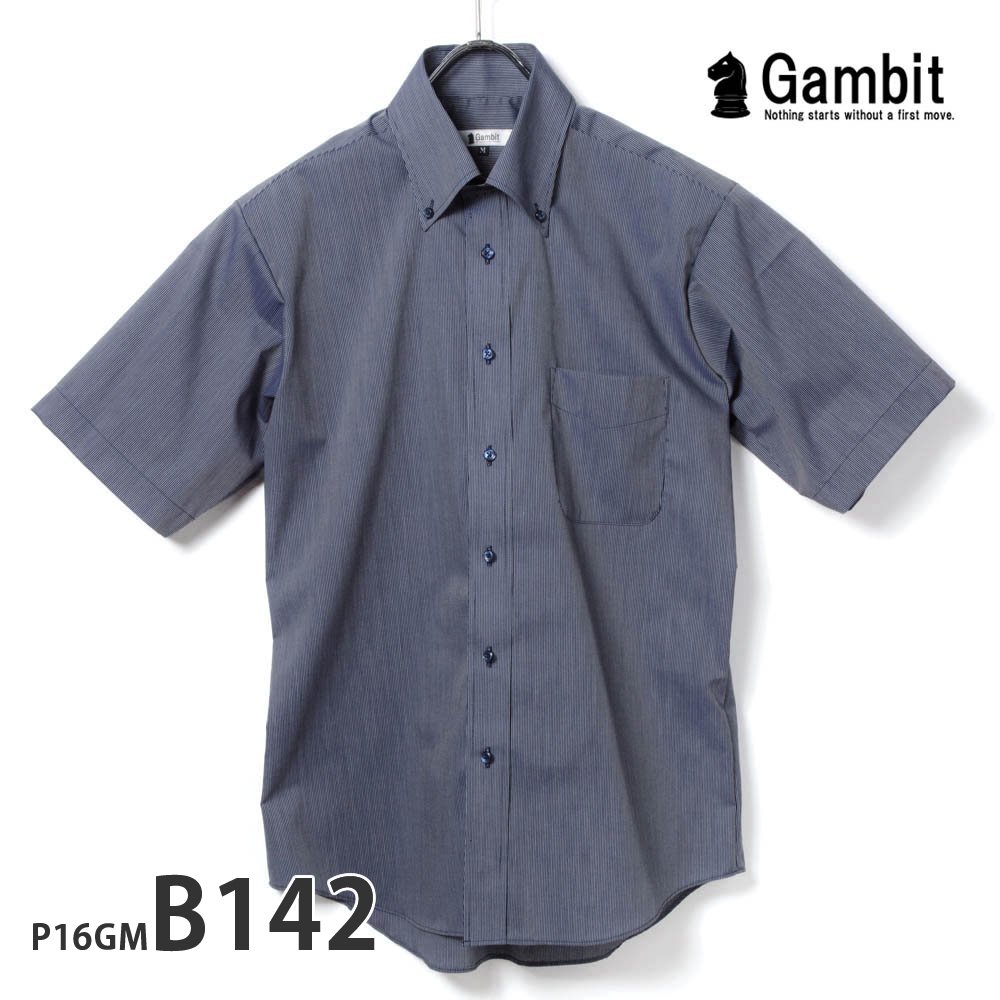 ワイシャツ メンズ 形態安定 形状記憶 標準型 Gambit ボタンダウン P16S1GM02