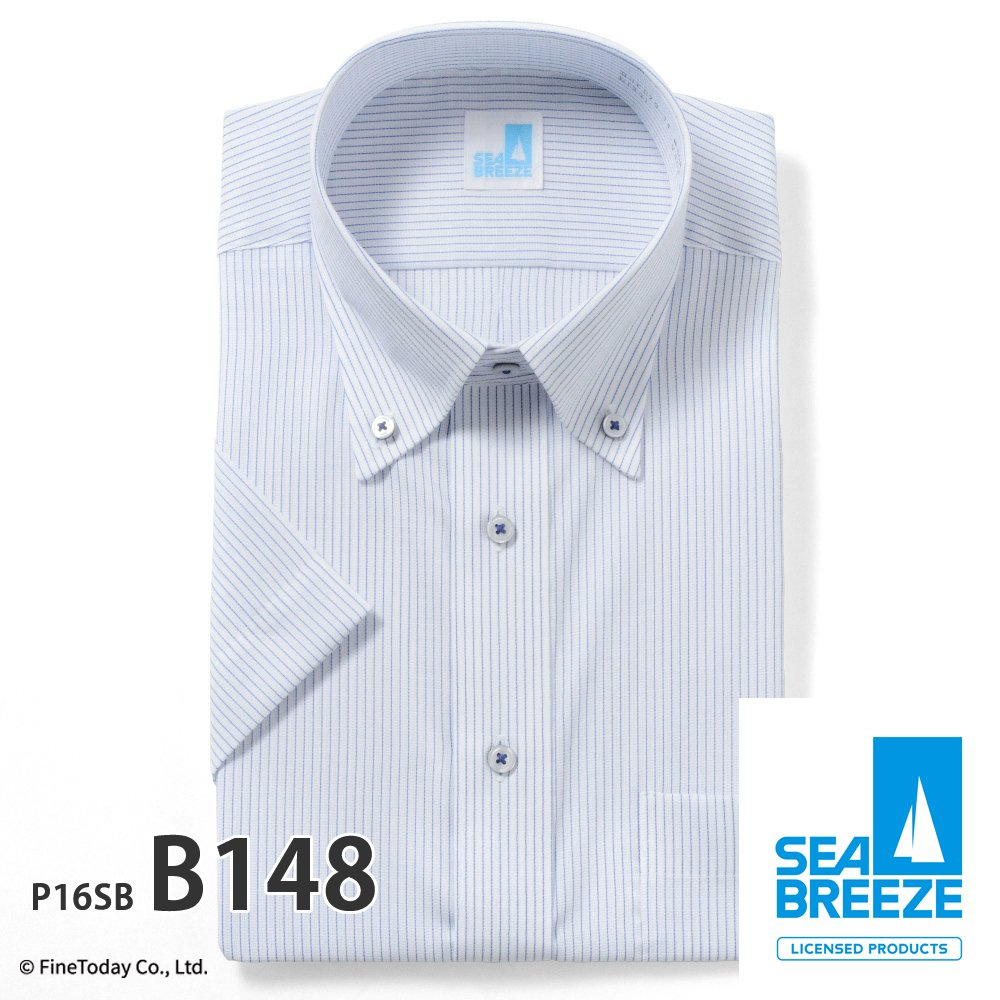 ワイシャツ 半袖 メンズ SEABREEZE  Yシャツ カッターシャツ ノーアイロン クールビズ 形態安定 接触冷感 ビジネス テレワーク 形状記憶 標準  P16S1X005｜plateau-web｜16