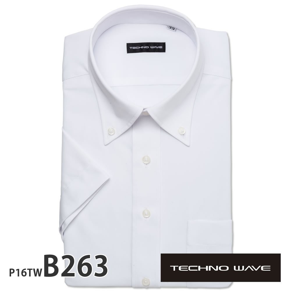 ワイシャツ メンズ 半袖 形態安定 ニット ノーアイロン 白 形状記憶 ストレッチ 在宅 テレワーク 高通気性 吸水速乾 標準体 TECHNOWAVE P16S1X013｜plateau-web｜03