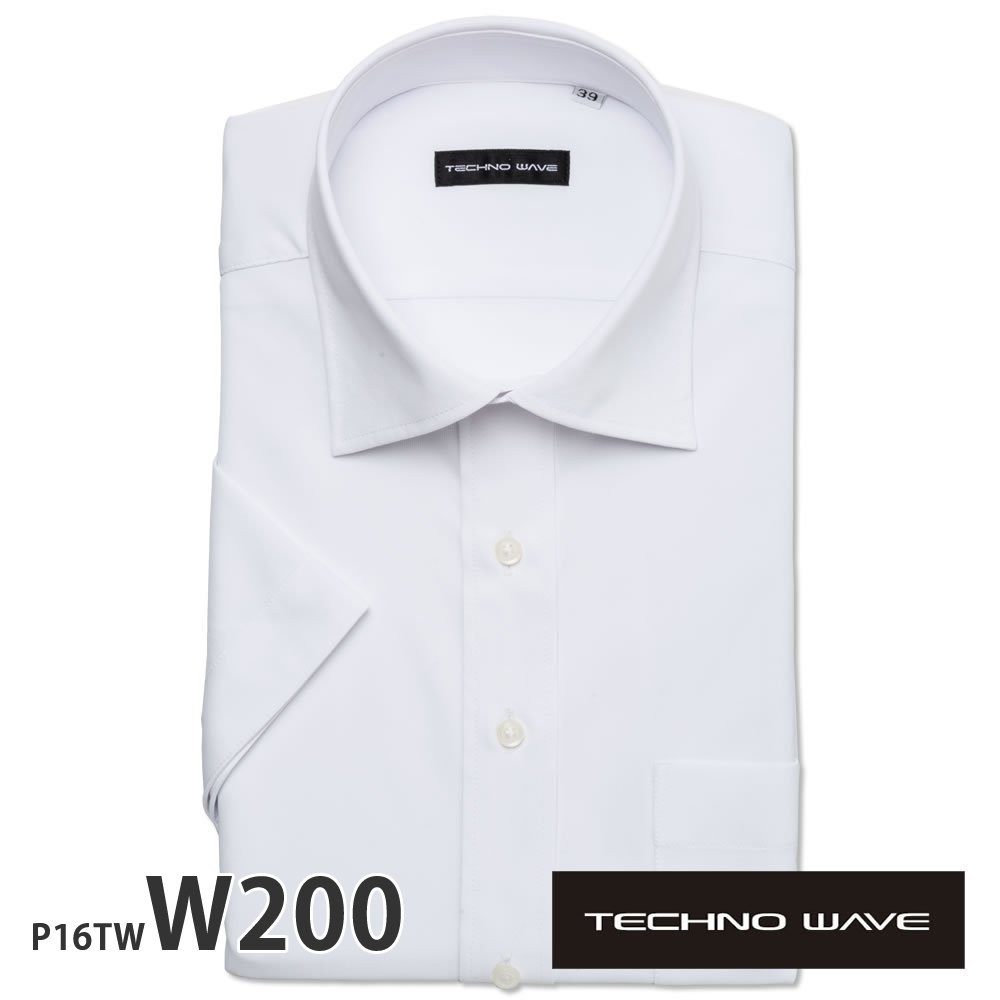 ワイシャツ メンズ 半袖 形態安定 ニット ノーアイロン 白 形状記憶 ストレッチ 在宅 テレワーク 高通気性 吸水速乾 標準体 TECHNOWAVE P16S1X013｜plateau-web｜02