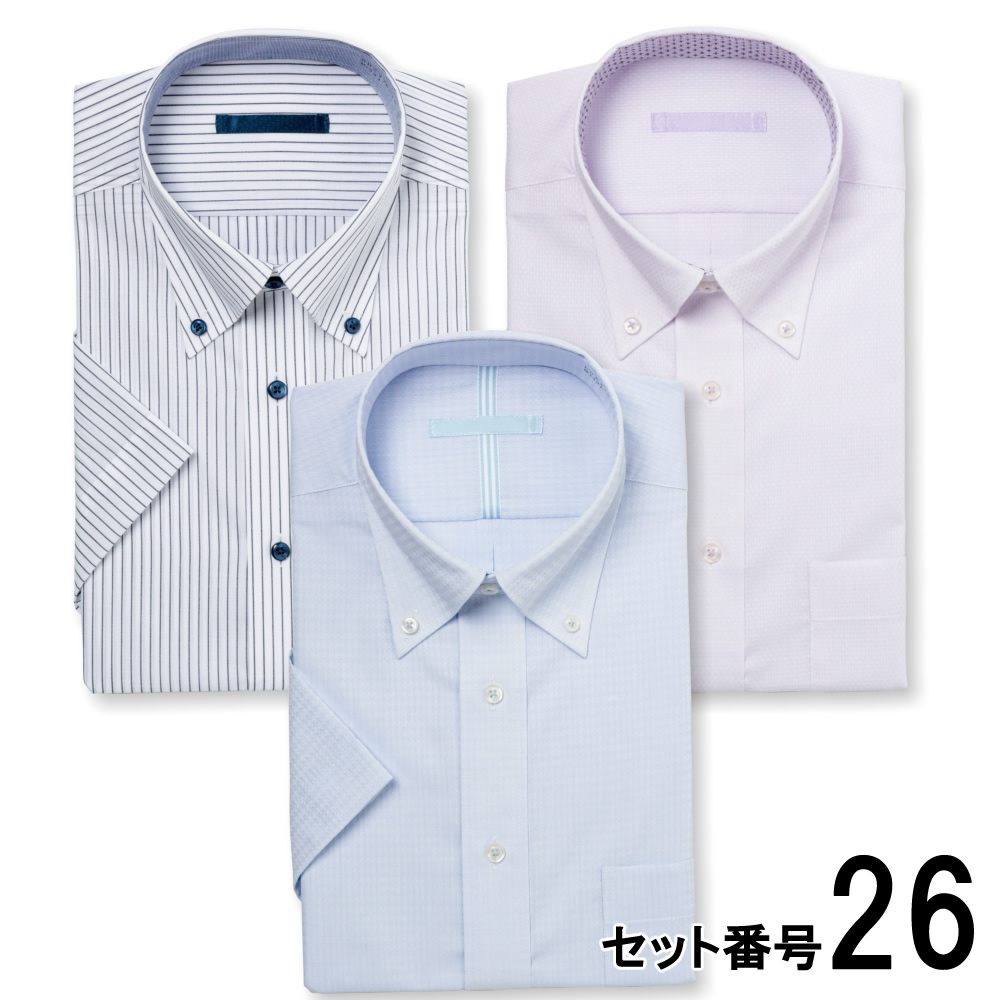 PLATEAU ワイシャツ メンズ 半袖 3枚セット 形態安定 カッター