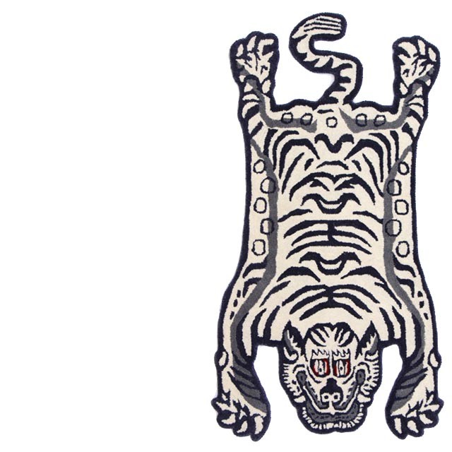 ホワイト S チベタンタイガーラグ Tibetan Tiger Rug White