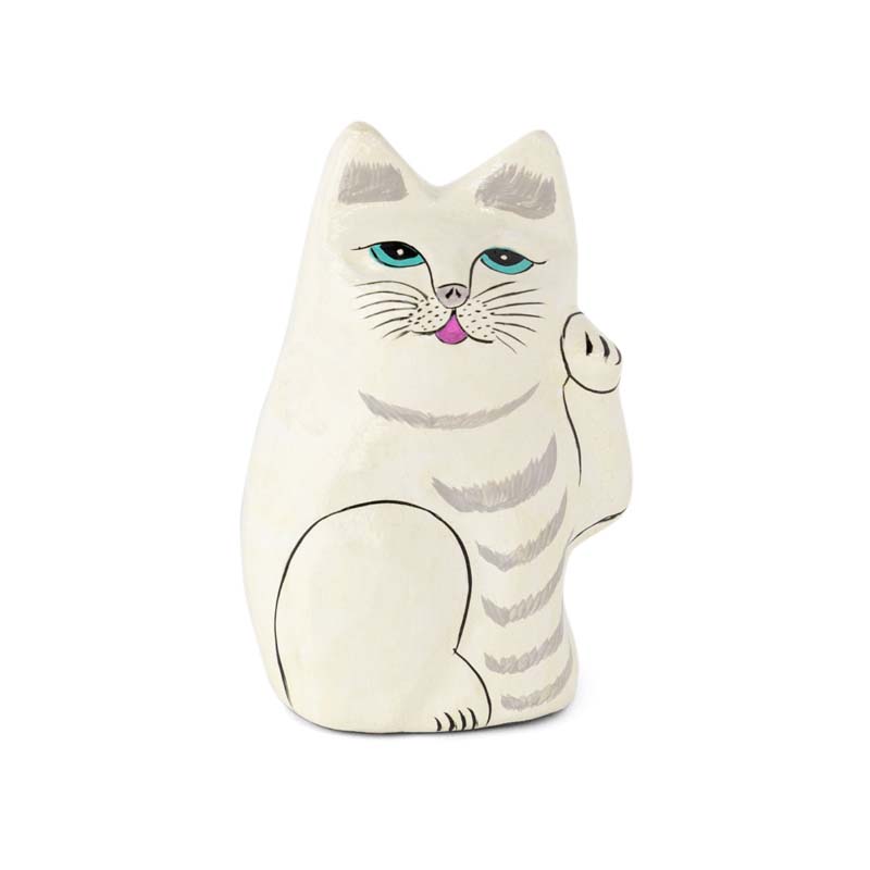【※ハンドメイド作品】猫のアビー amabro インドの招き猫 アマブロ PAPER MACHE CAT DOLL ペーパー