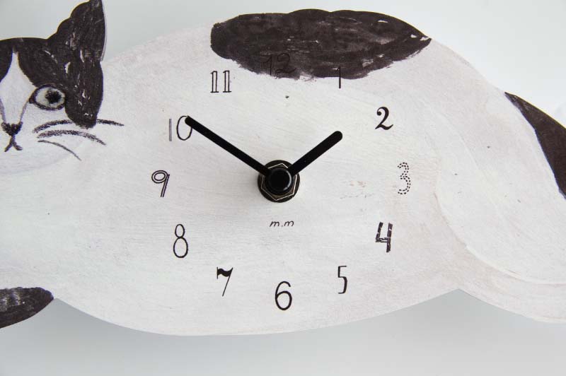 松尾ミユキ ダイカットクロック グレー キャット Diecut Clock Gray 