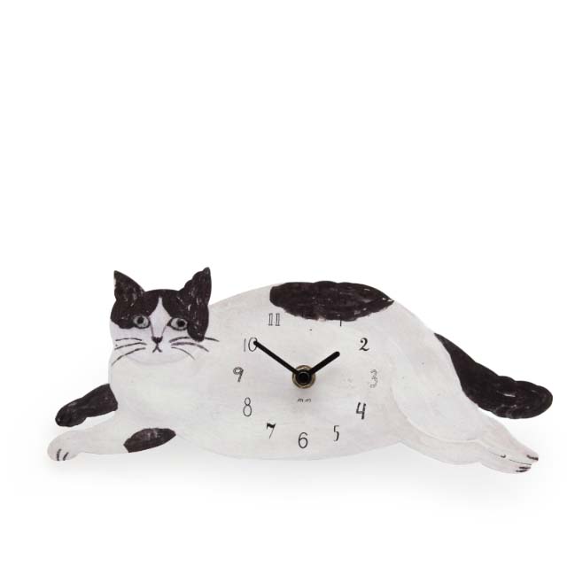 松尾ミユキ ダイカットクロック グレー キャット Diecut Clock Gray