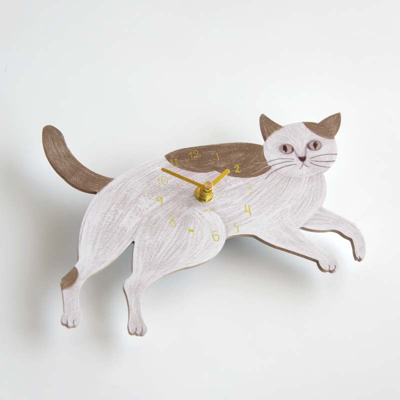松尾ミユキ ダイカットクロック ベージュ キャット Diecut Clock Beige