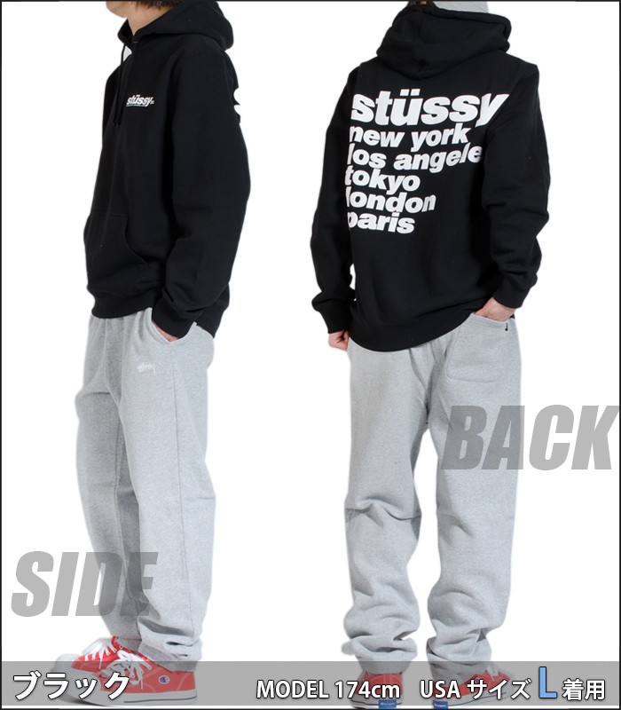 新品】stussy スウェット パーカー サイズXL ブラック プルオーバー-