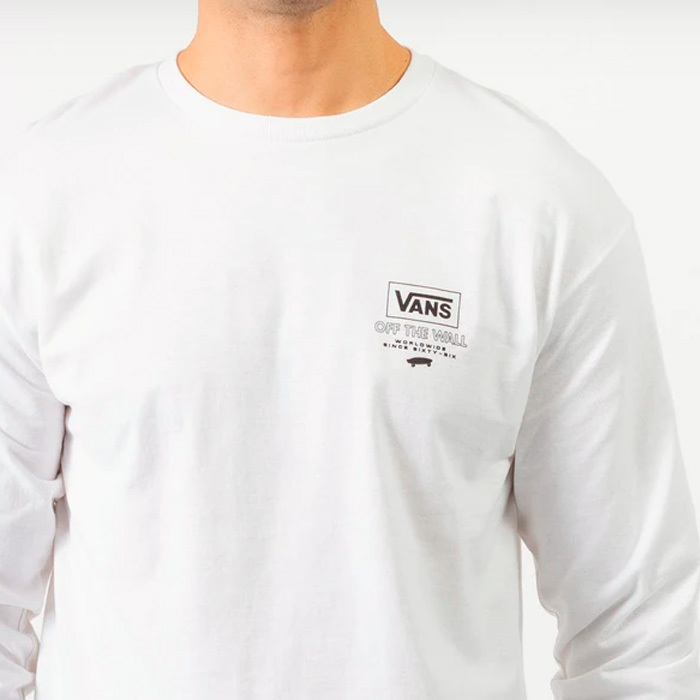 バンズ 長袖Tシャツ VANS ロンT ホワイト 白 大きいサイズ ヴァンズ スケート ストリート メンズ レディース ブランド　USAモデル