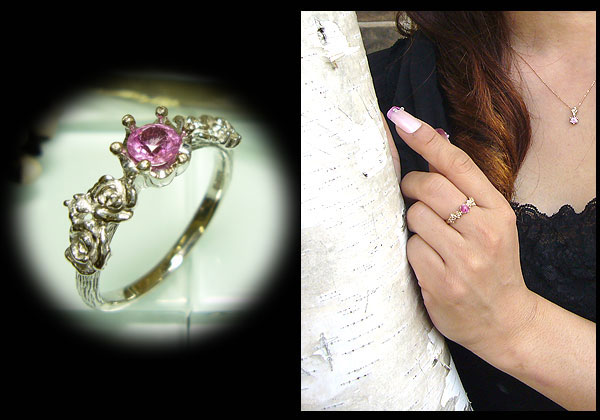 出色出色ピンクサファイア プラチナリング ダイヤモンド付指輪 その他花、ガーデニング