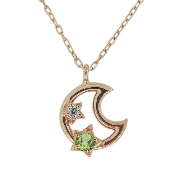 ネックレス レディース スキンジュエリー 月 星 スター ペリドット