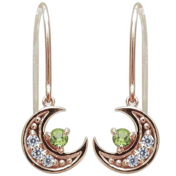 ペリドットピアス フックピアス 三日月 ムーンピアス 10金の説明 