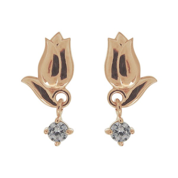 ダイヤモンド ピアス 揺れる 18金 花 チューリップ モチーフ ダイヤモンド ピアス 揺れる 18金 花 チューリップ モチーフ