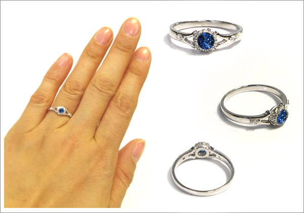 エンゲージリング 婚約指輪 安い サファイア リング k18ゴールド : mpr 