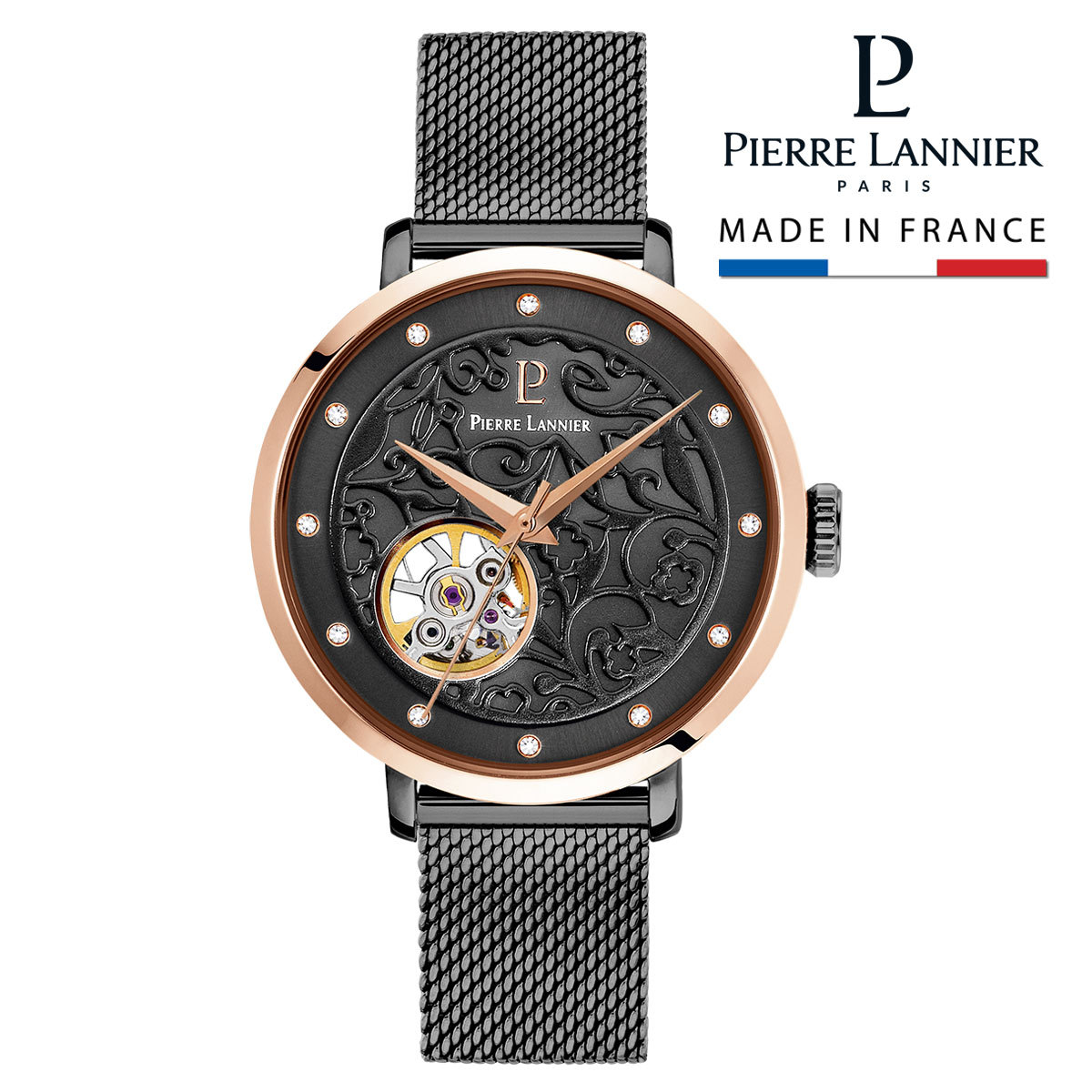 腕時計 レディース ブランド 自動巻き 防水 金属ベルト ピエールラニエ