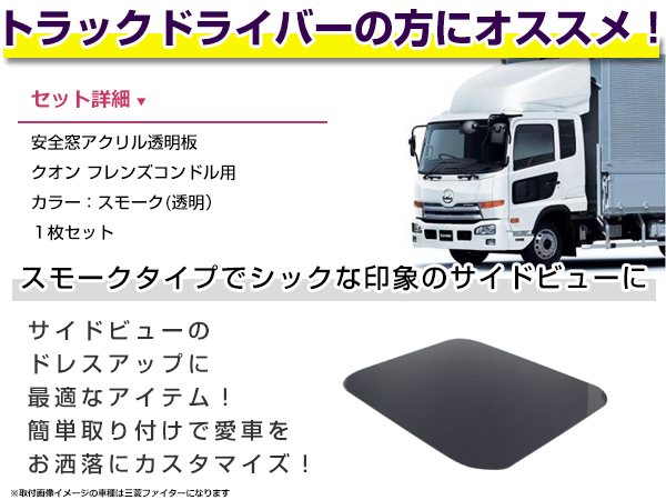 日産 クオン/フレンズコンドル大型/フレンズコンドル4t 安全窓 スモーク 透明 アクリル デコトラ アクリル透明板 内窓用 交換 :  p00000008708 : plum-shopping - 通販 - Yahoo!ショッピング