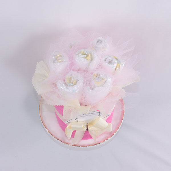 おむつケーキ 出産祝い フラワーブーケ 選べるタオル 16色 名入れ刺繍