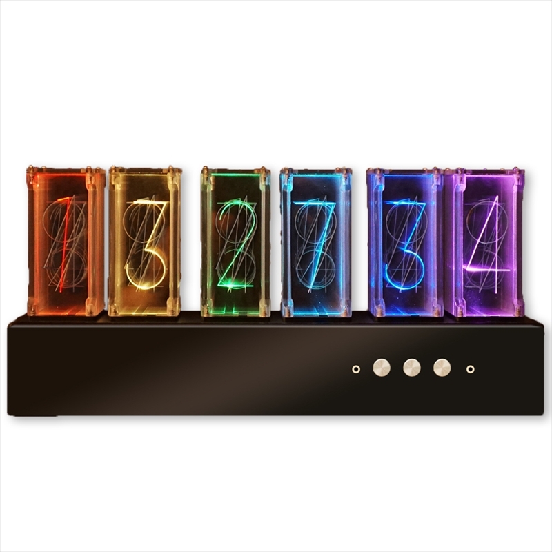 LED ニキシー管風 デジタル時計 置き時計 卓上時計 ネオン 虹 レインボー レトロ メカニック 発光 ゲーム 部屋 インテリア USB給電