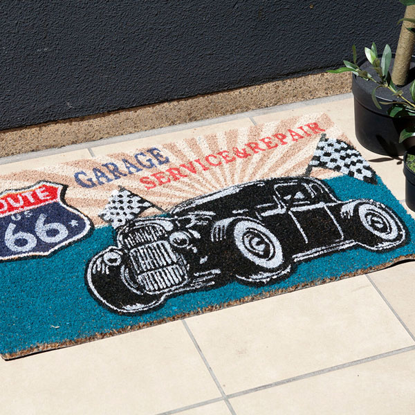 玄関マット WELCOME 66 GARAGE アメリカン雑貨 コイヤーマット 洗える