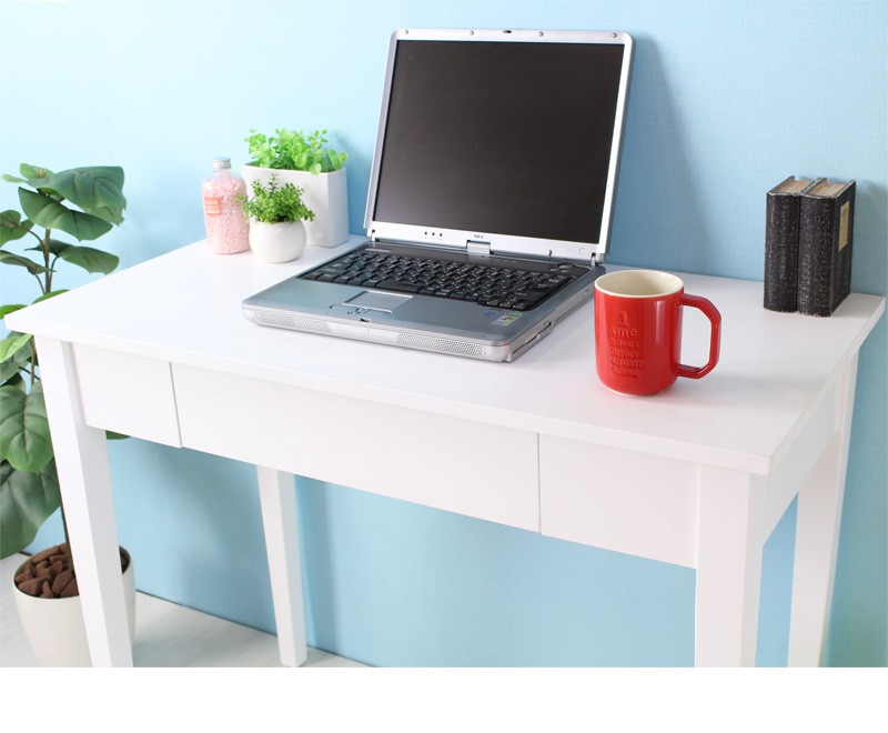 岩附 デスク パソコンデスク 白 ホワイトおしゃれ スリム 90cm幅 奥行