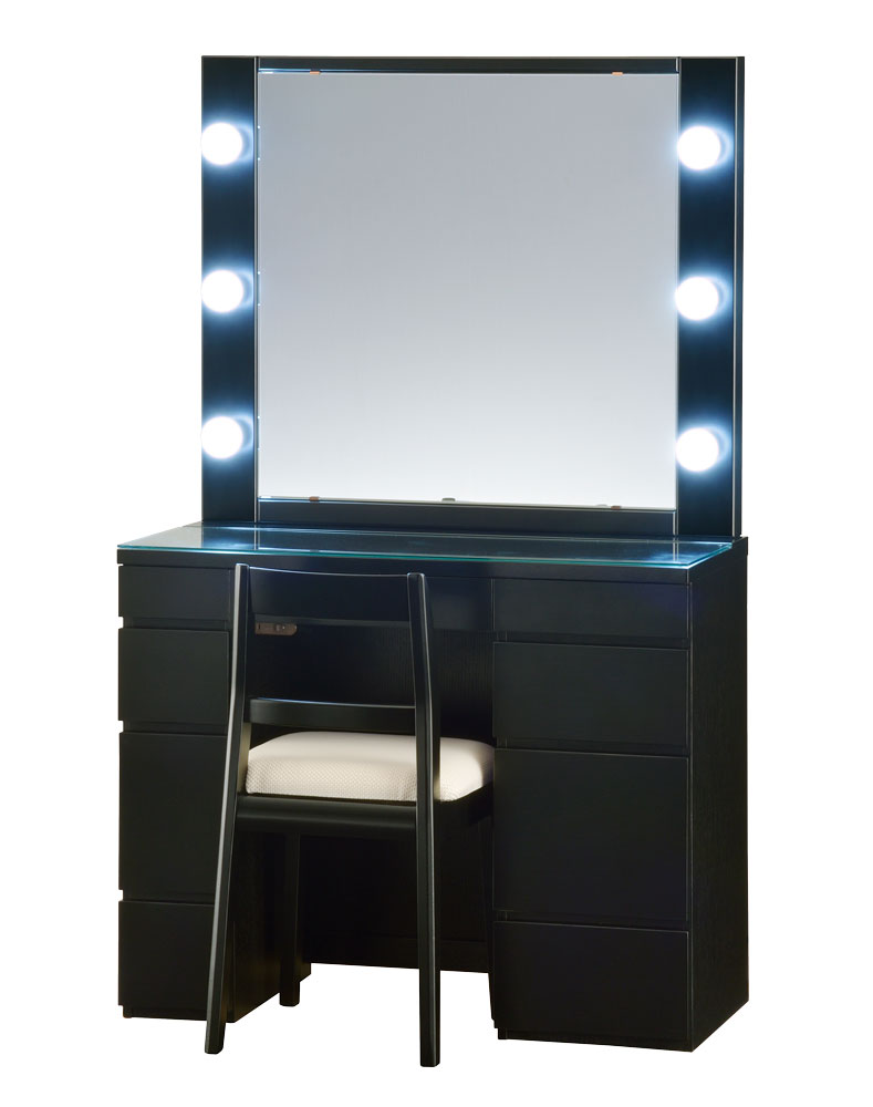 新入荷 ドレッサー 女優ミラー ライト付き おしゃれ LED 一面鏡 鏡台 デスク 白 黒 化粧台 日本製 国産 ホワイト 白 オーダー 椅子 モダン エルサ 【RIZ2120045427】(76268円)