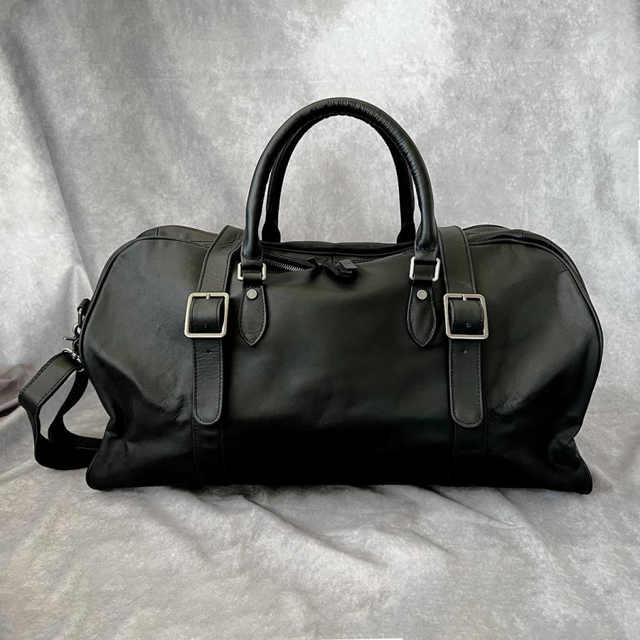 ブラックレザーボストンバッグ 本革ボストンバッグ レザーボストンバッグ レザートートバッグ レザー