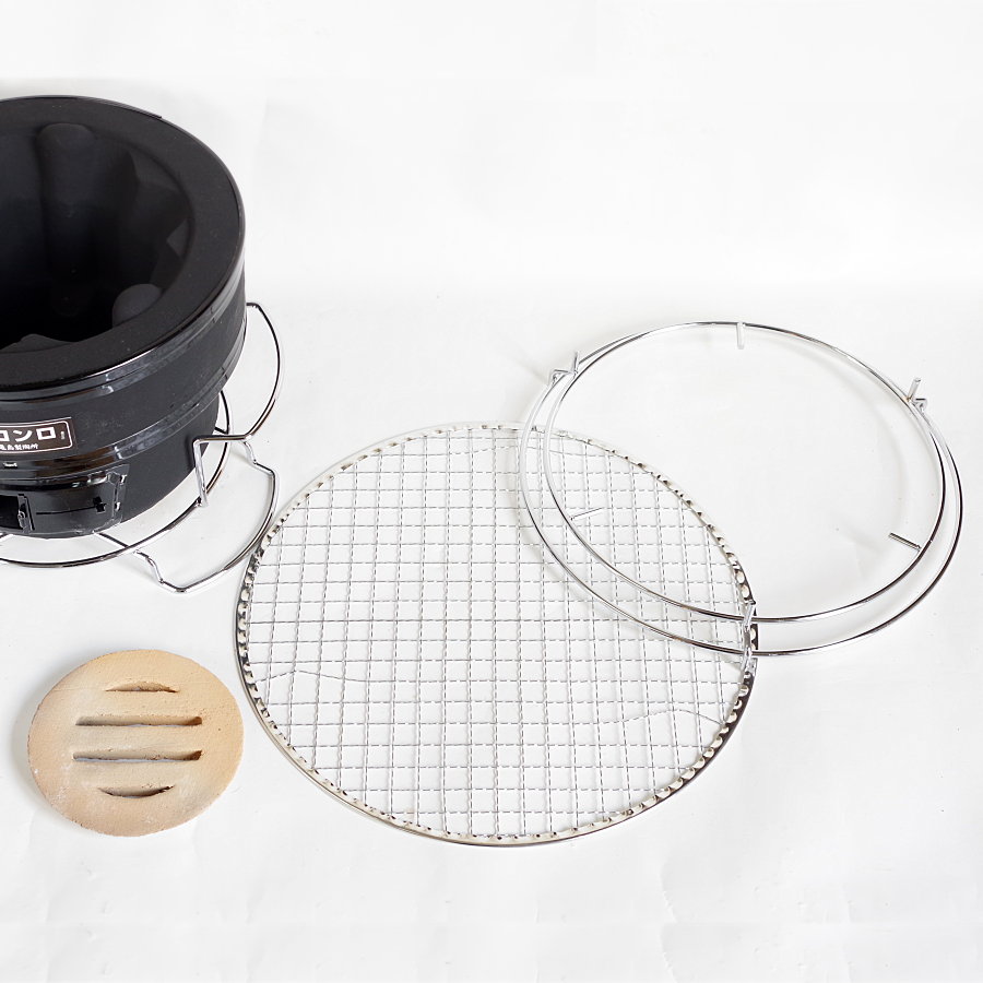 じゅうじゅう七輪＜黒＞ 網止め・焼き網・台付 | 増田屋 | 08