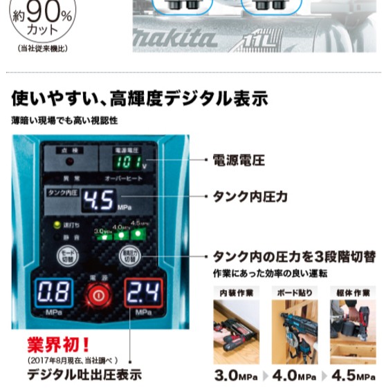 マキタ（makita） Makita 11L 46気圧 エアコンプレッサ 高圧/一般圧