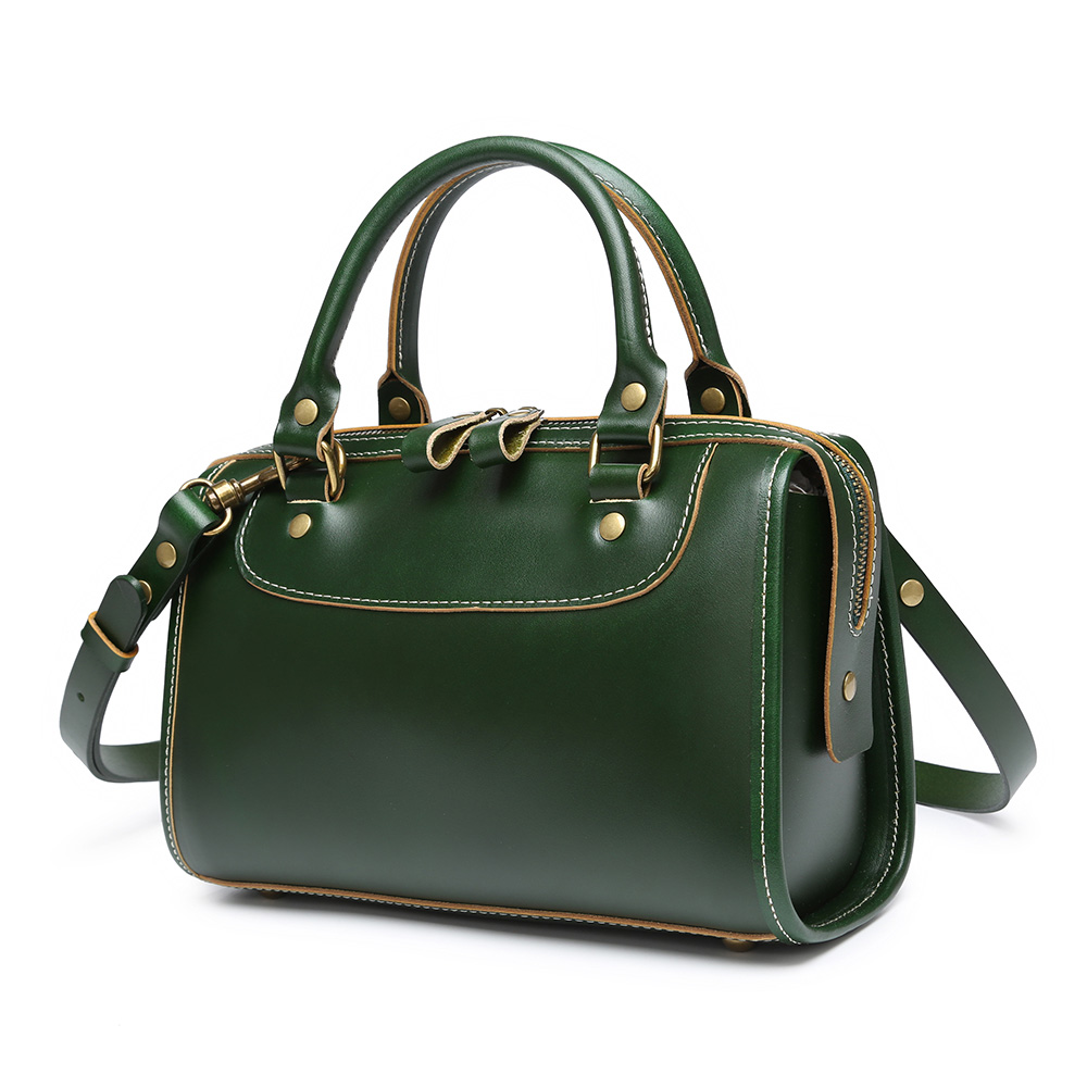 ミニボストン グリーン 緑 ボストンバッグ ハンドバッグ 2way レザー