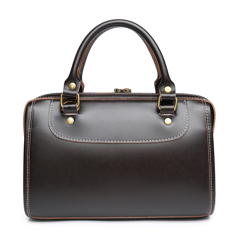 ボストンバッグ ミニボストン ダークブラウン ハンドバッグ レザー 本