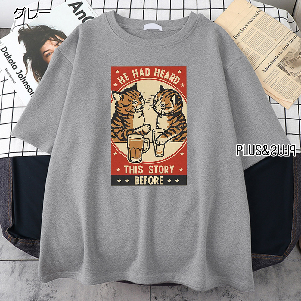 Ｔシャツ 茶トラ猫 ビールを飲むネコ 猫柄 茶トラ トラ猫 ドリンクビア