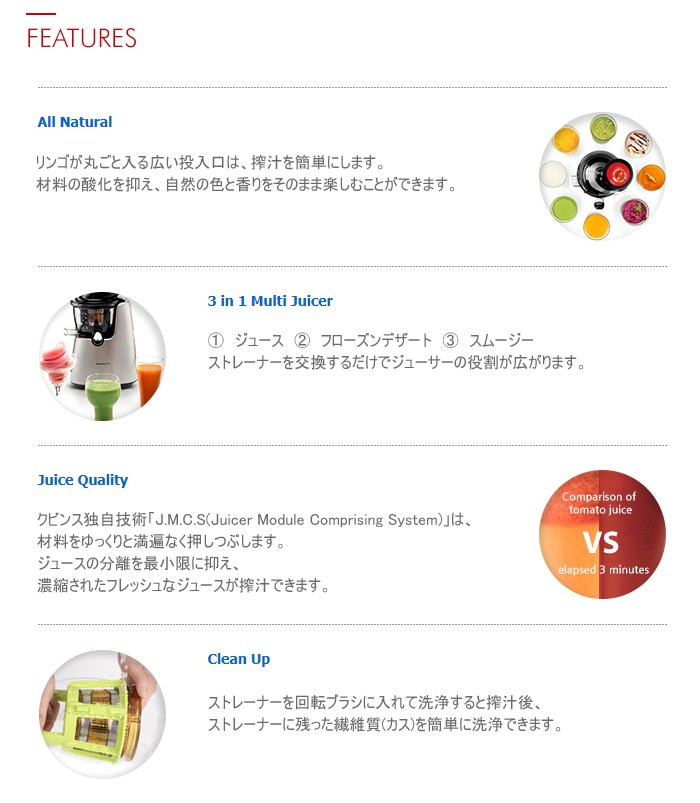 クビンス ホールスロージューサーJSG-721