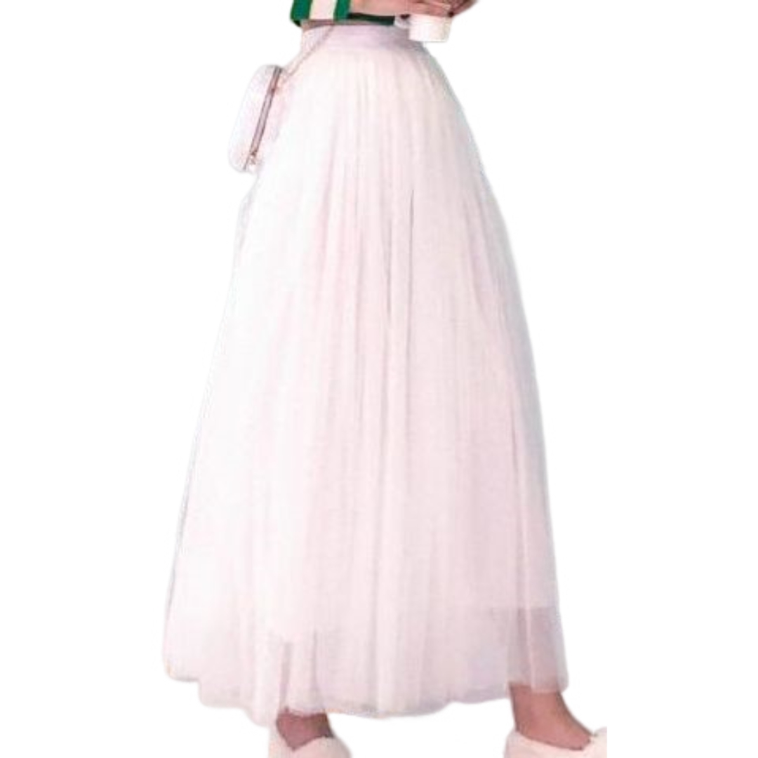 チュールスカート ロング マキシ ミモレ丈 レディース Aライン フレア ウエストゴム 裏地あり 無地 春夏 体型カバー ふんわり | plusnao | 03