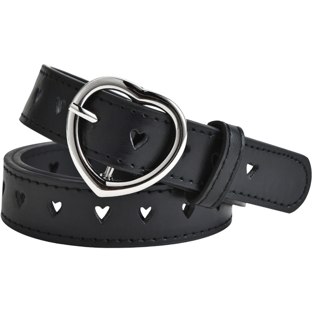 ベルト キッズ 子供用 女の子 ハート フェイクレザー レザー調 ウエストマーク おしゃれ かわいい ピンク ブラック ホワイト レッド | plusnao | 02