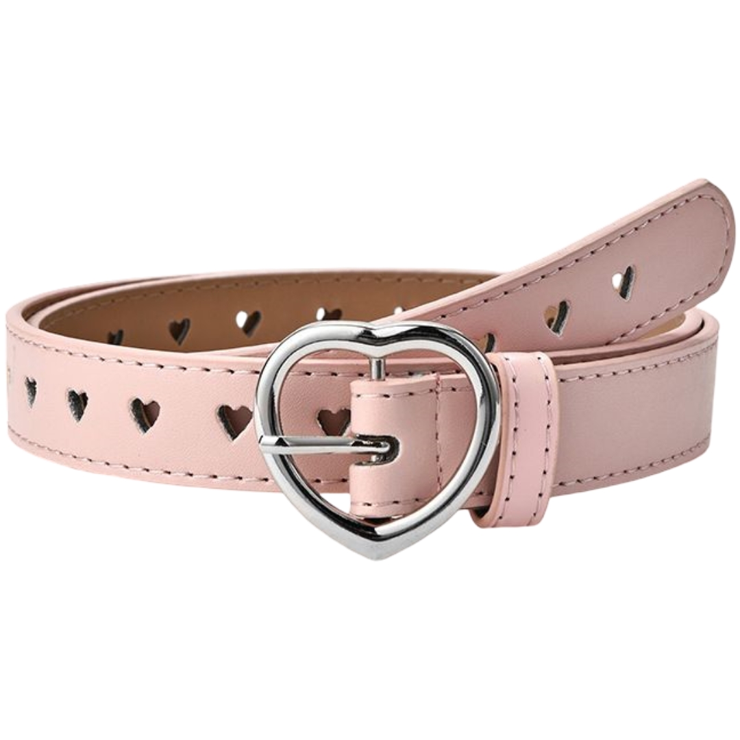 ベルト キッズ 子供用 女の子 ハート フェイクレザー レザー調 ウエストマーク おしゃれ かわいい ピンク ブラック ホワイト レッド | plusnao | 04