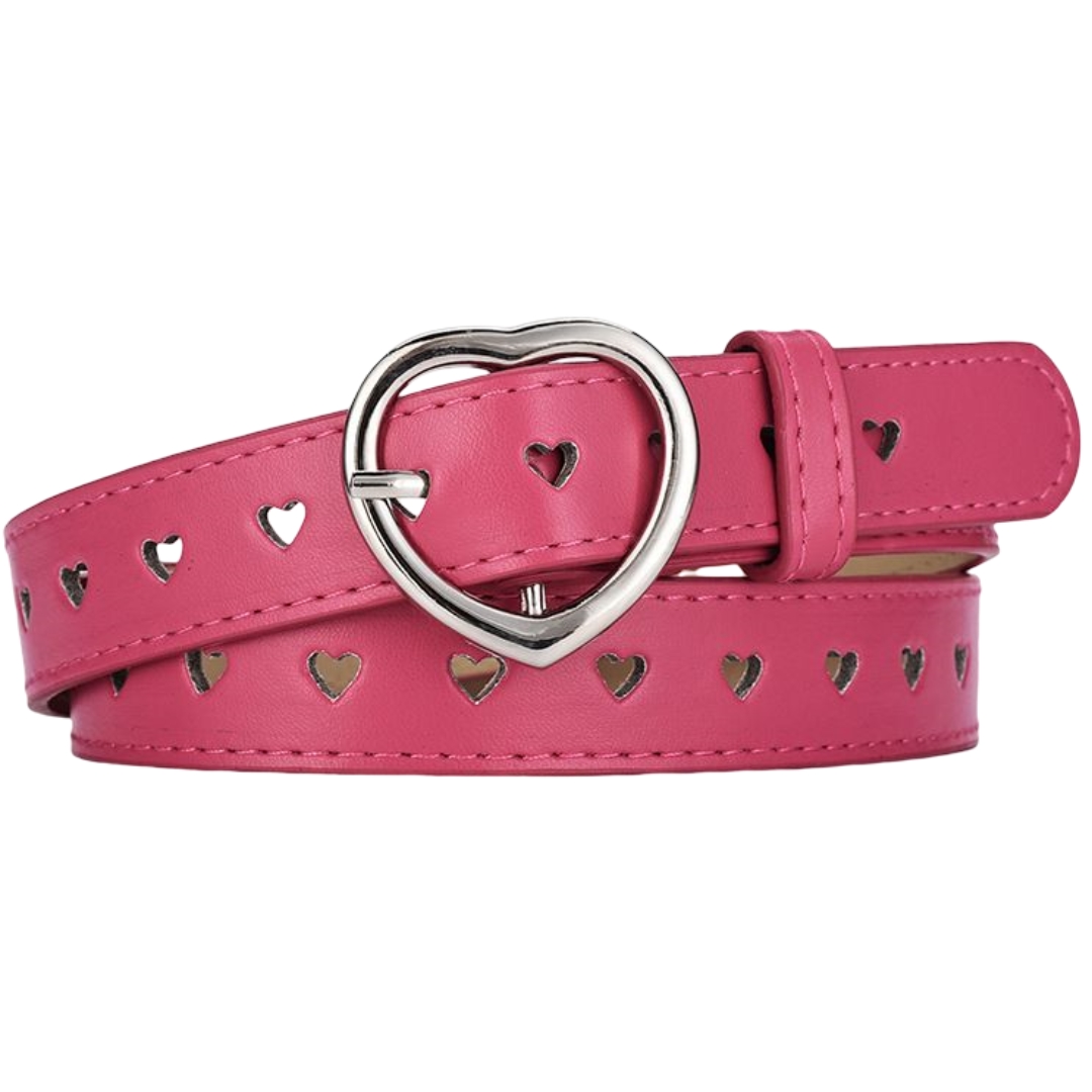 ベルト キッズ 子供用 女の子 ハート フェイクレザー レザー調 ウエストマーク おしゃれ かわいい ピンク ブラック ホワイト レッド | plusnao | 09