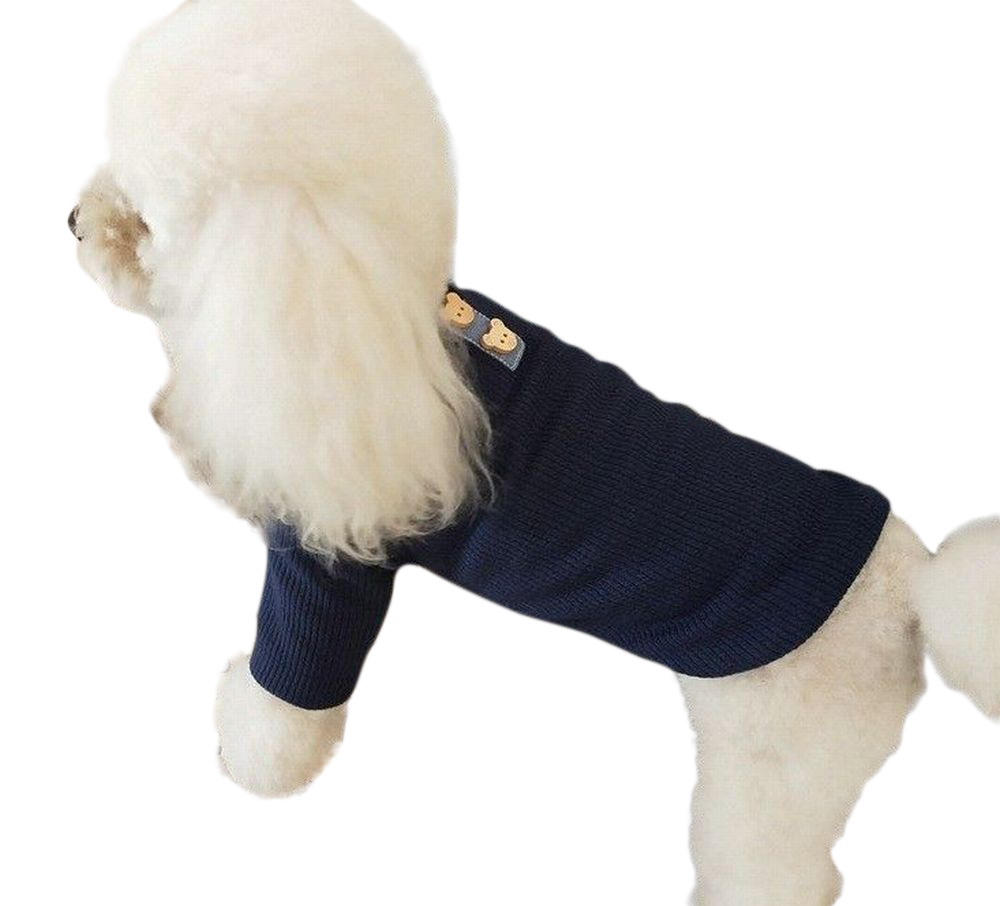ネイビーリブニットの犬の服 ネイビーリブニットの犬の服