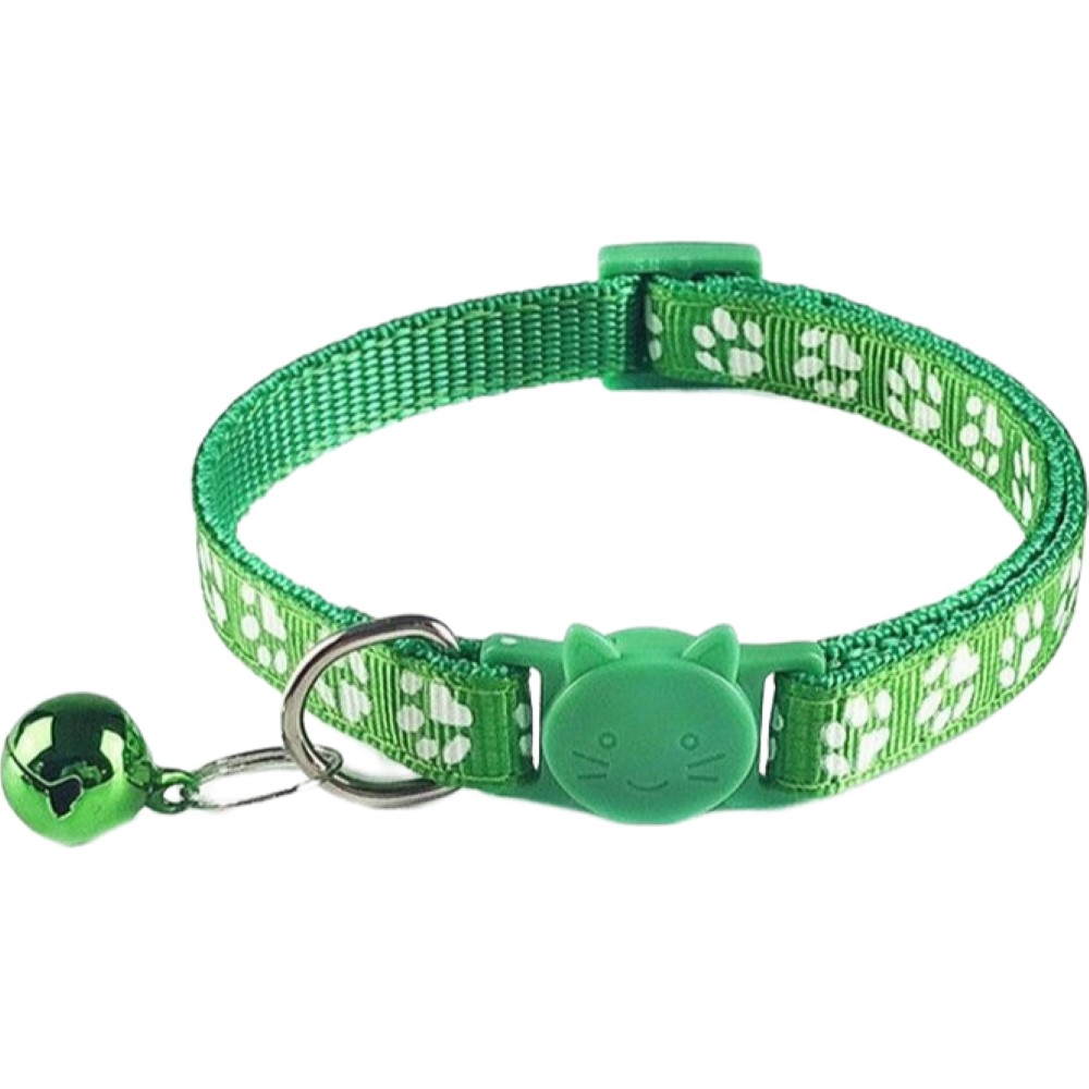 公式ショップ 首輪 カラー チョーカー セーフティバックル 安全バックル ペットグッズ ペット用品 猫用 チャーム付き 鈴 足跡 プリント 足あと フットプリント350円 Aynaelda Com