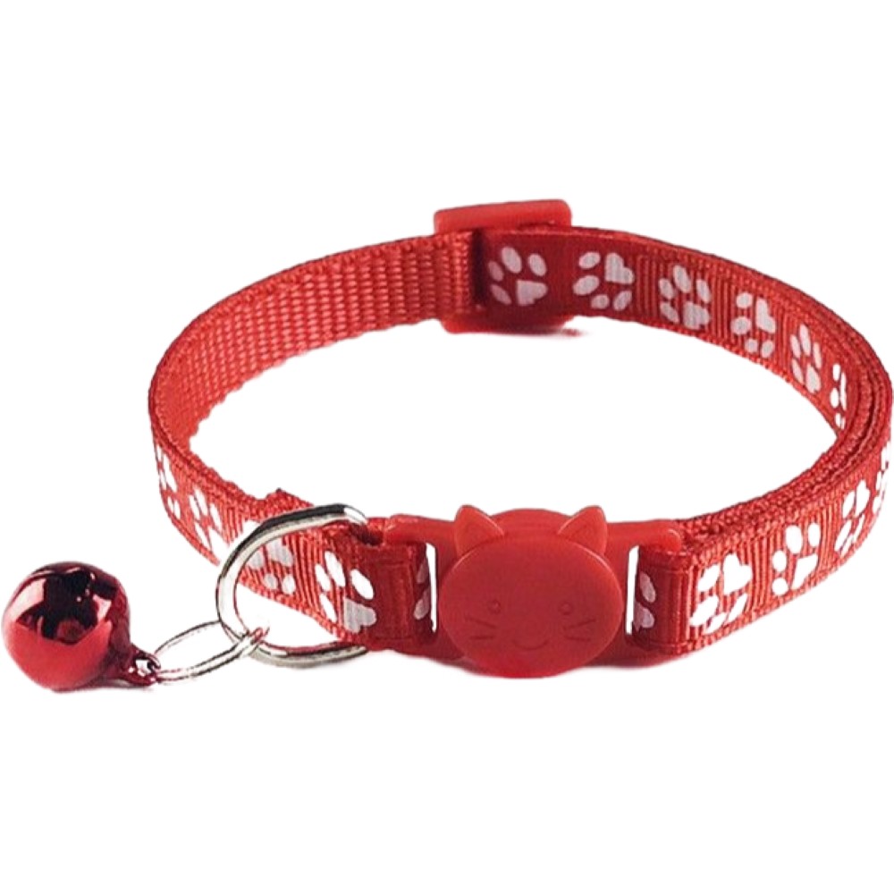 公式ショップ 首輪 カラー チョーカー セーフティバックル 安全バックル ペットグッズ ペット用品 猫用 チャーム付き 鈴 足跡 プリント 足あと フットプリント350円 Aynaelda Com