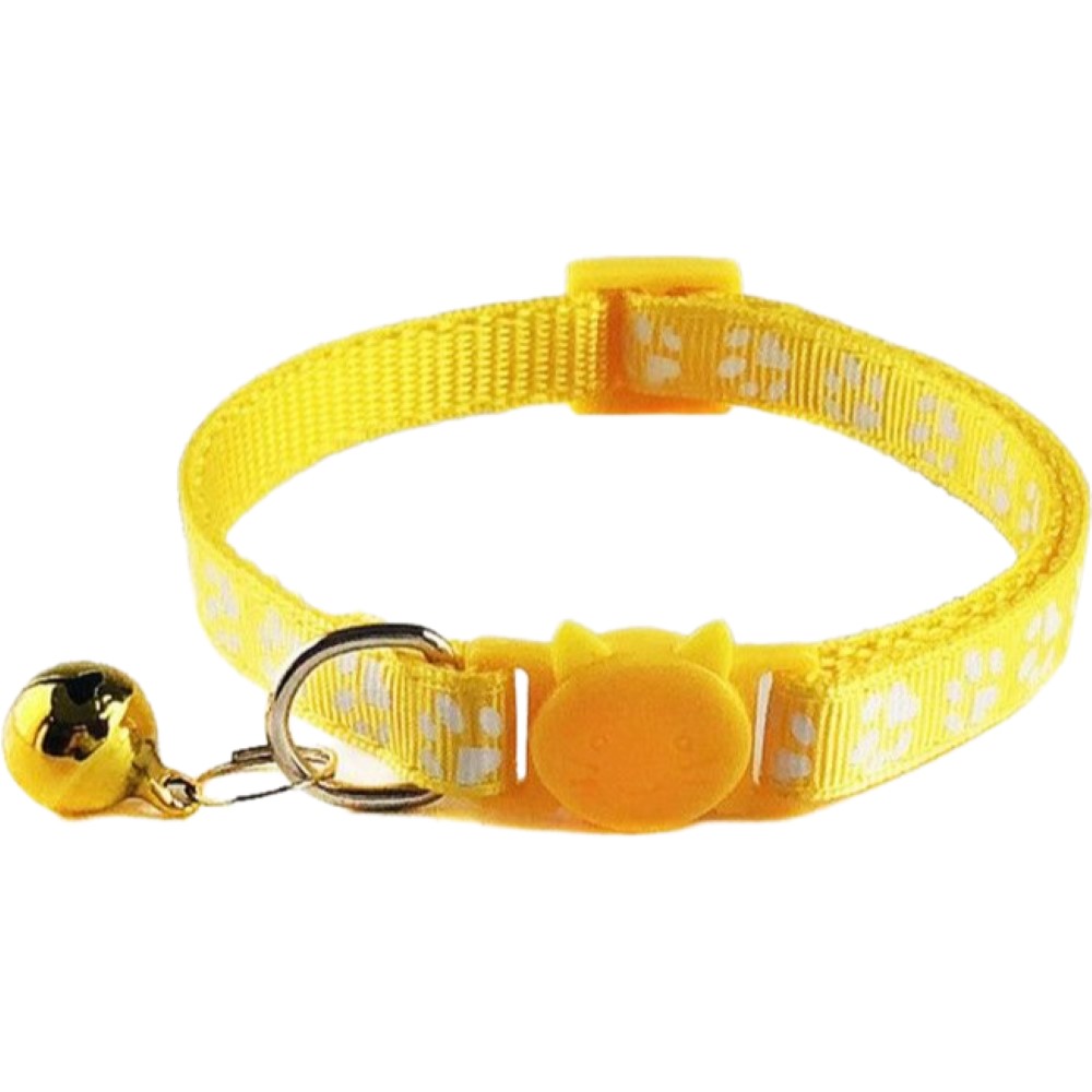 公式ショップ 首輪 カラー チョーカー セーフティバックル 安全バックル ペットグッズ ペット用品 猫用 チャーム付き 鈴 足跡 プリント 足あと フットプリント350円 Aynaelda Com