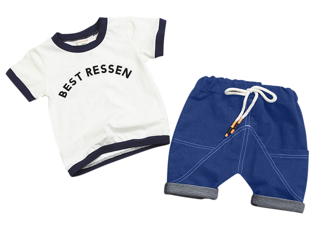 セットアップ 上下セット Tシャツ ズボン キッズ ベビー 子供服 シャツ 男の子 女の子 こども 半袖 ジーンズ デニム調 クルーネック 可愛い お | ブランド登録なし | 03
