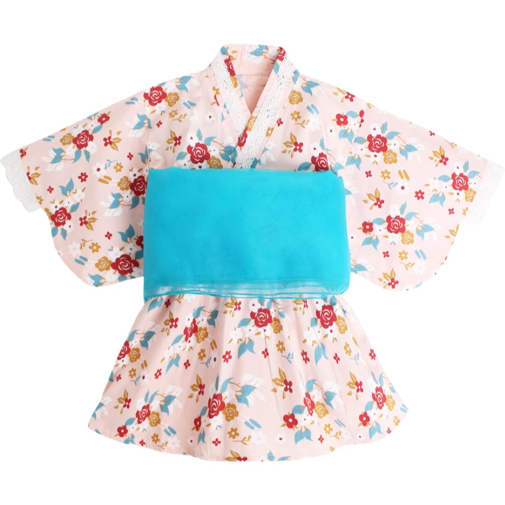 浴衣 2点セット 3点セット ワンピースタイプ セパレートタイプ 帯 子供 キッズ ベビー 女の子 ガールズ 花柄 フラワー フラミンゴ ウサギ 夏祭 | plusnao | 02