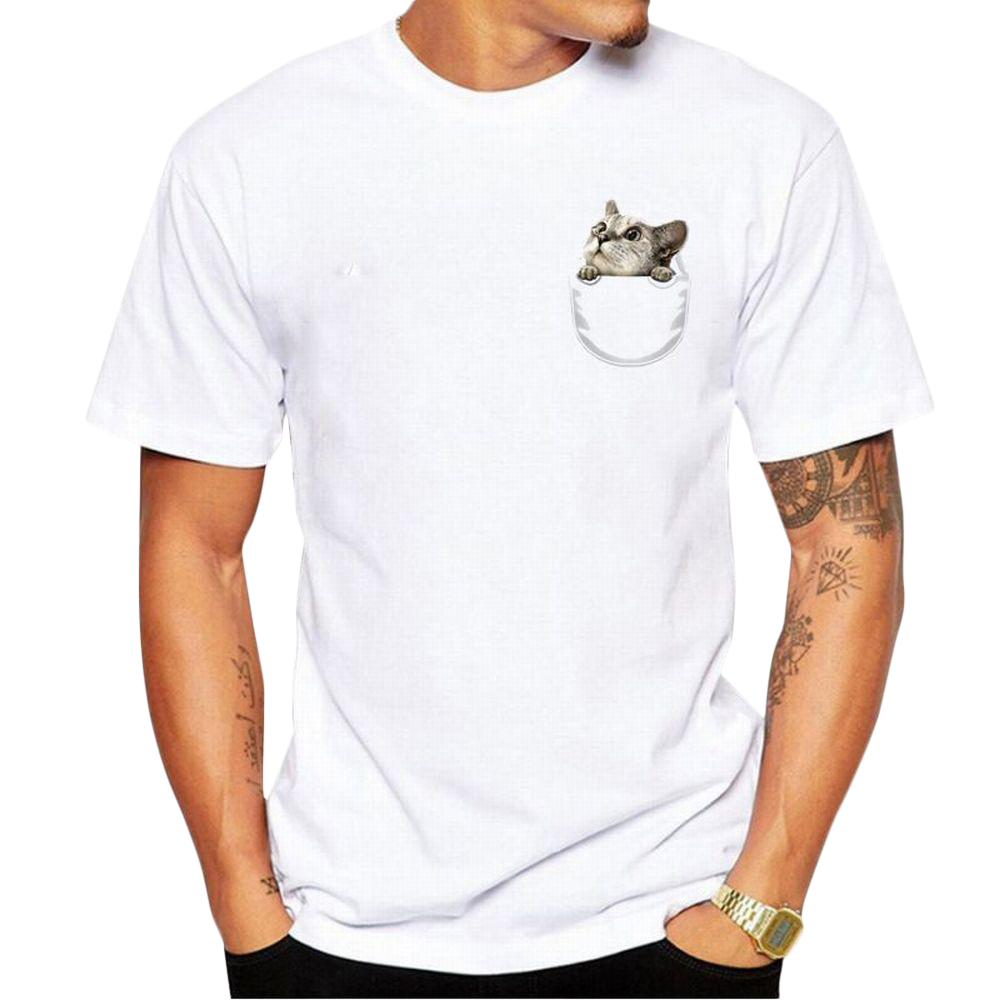 Tシャツ 半袖 クルーネック トリックアート 猫 ラウンドネック カットソー メンズ 3Dアート 立体的 プリントTシャツ イラスト おもしろプリント｜plusnao｜12