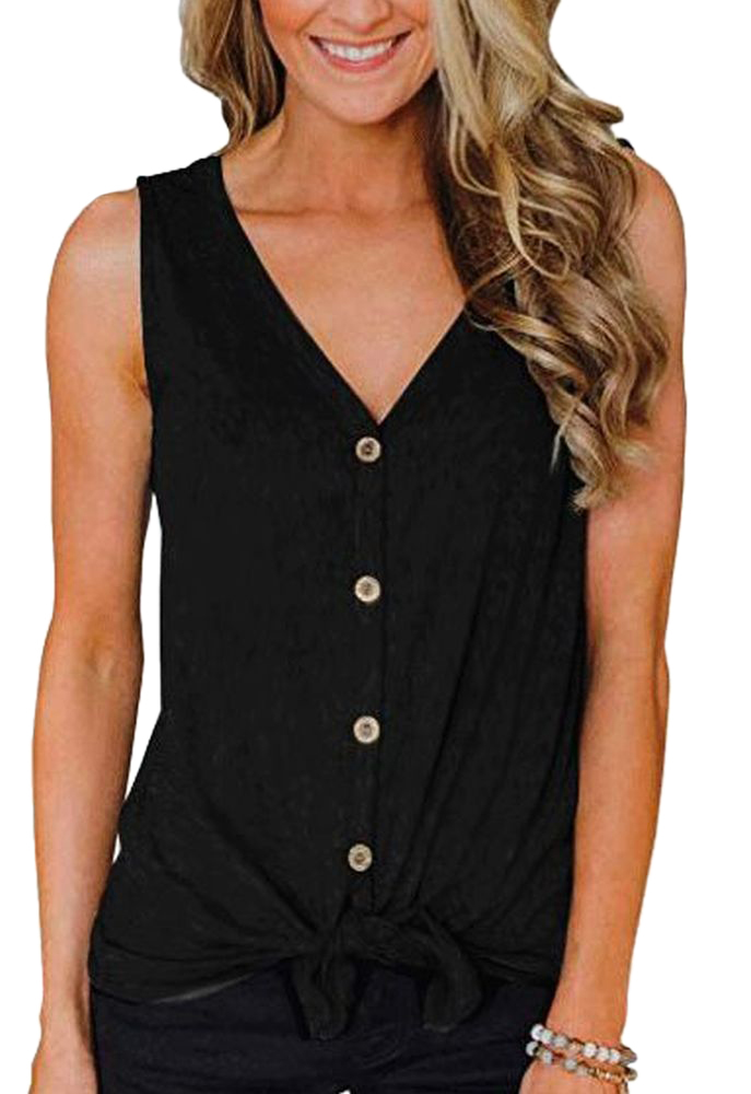 ブラウス ノースリーブブラウス シャツ レディース トップス Vネック 前開き 前ボタン 袖なし シンプル 無地 柄なし 普段使い お出掛け 着回し力 プラスナオ Paypayモール店 通販 Paypayモール