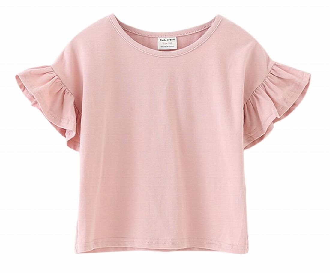 Tシャツ カットソー 半袖 キッズ ベビー 子供服 女の子 ラウンドネック トップス フリル袖 無地 シンプル かわいい 通園 通学 黒 白 ピンク  :top-94756:プラスナオYahoo!店 - 通販 - Yahoo!ショッピング