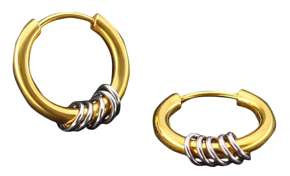 フープピアス リングピアス 単品 メンズ レディース アクセサリー シンプル おしゃれ シルバーカラー ゴールドカラー ブラック サイズ豊富 男女兼用 | plusnao | 03