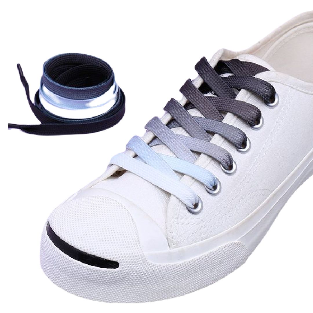 靴紐 靴ひも 平型 平紐 付け替え用 2本セット 1足分 シューレース 交換用 グラデーション フラ...