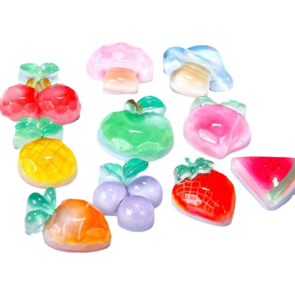 デコパーツ 10個セット 子供 キッズ フルーツ 果物 カボション レジン