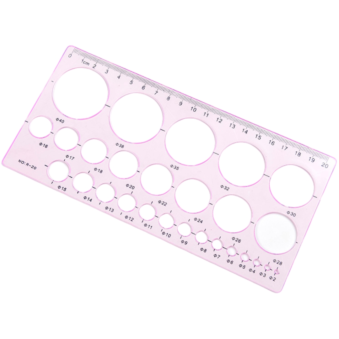 図形テンプレート定規 パターンプレート 文房具 透明 丸 サークル 直線 簡単 綺麗 便利 シンプル 製図 設計 イラスト | plusnao | 01