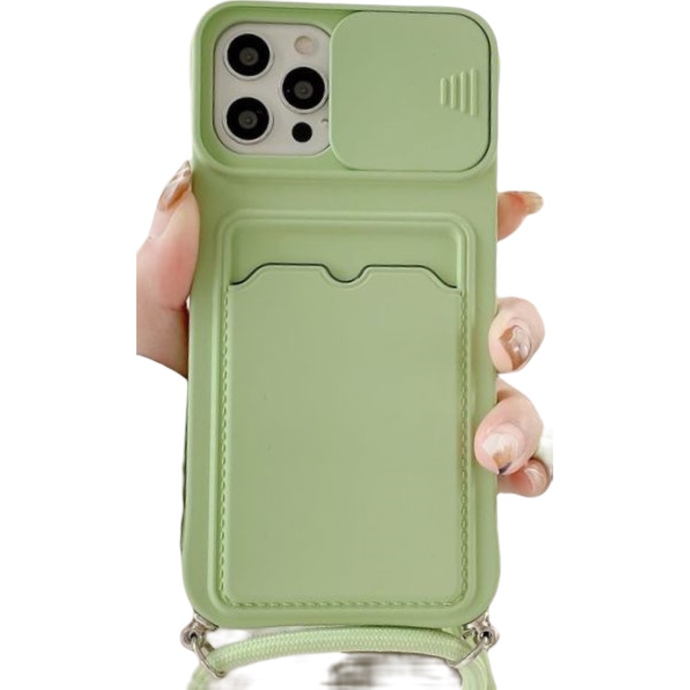 iPhoneケース スマートフォンケース スマホ ソフトカバー ショルダーストラップ付き 肩掛け 背面保護 レンズカバー スライド式 無地 シンプル | ブランド登録なし | 06
